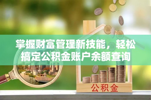 浑南掌握财富管理新技能，轻松搞定公积金账户余额查询